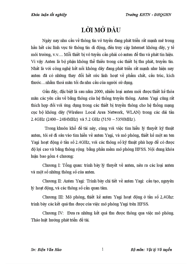 image for page Mô phỏng thiết kế anten yagi hoạt động ở tần số 2 4ghz