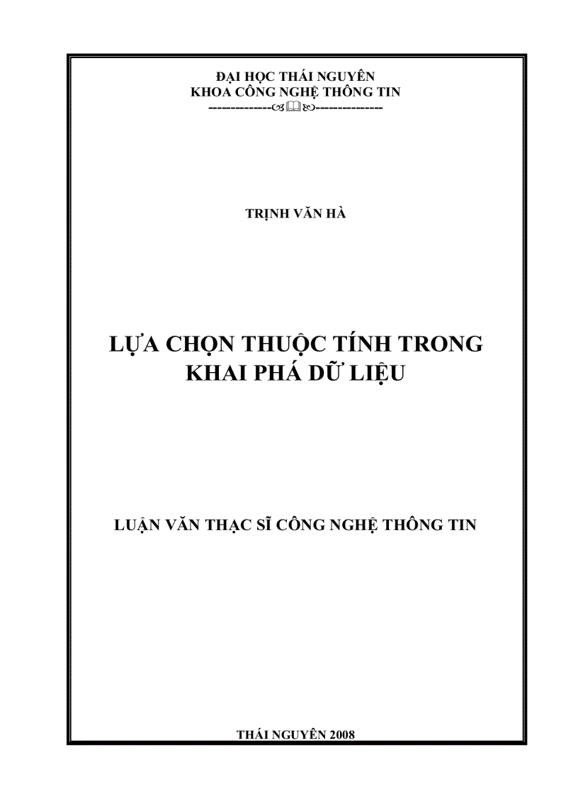 Lựa chọn thuộc tính trong Khai Phá Dữ Liệu