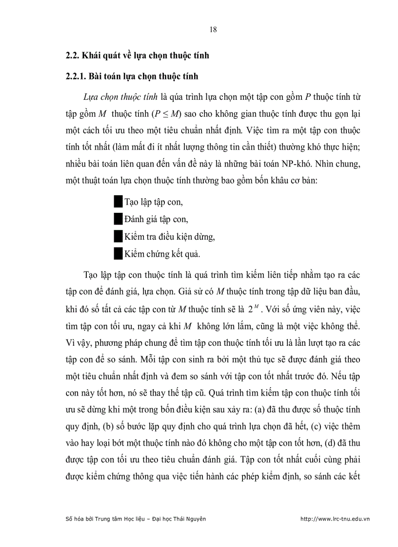 image for page Lựa chọn thuộc tính trong Khai Phá Dữ Liệu