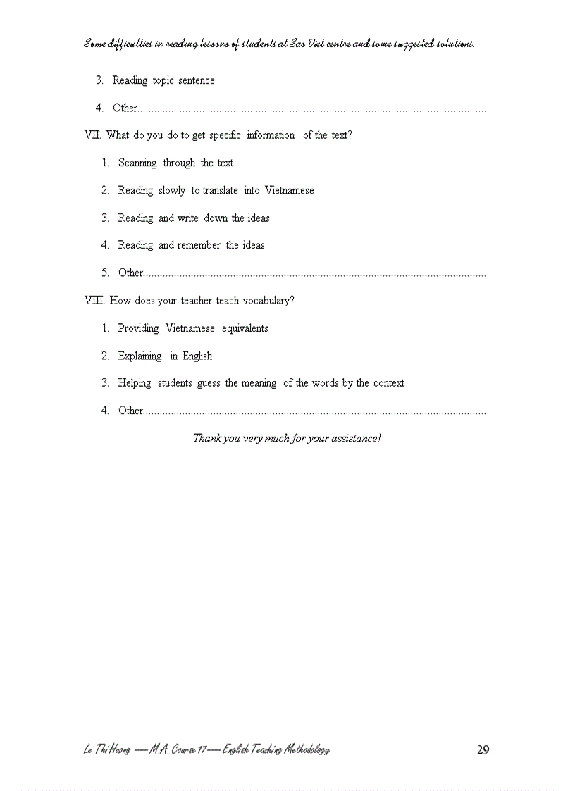 image for page Some dificultiies in reading lessons of students at Sao Viet Center and some suggested solutions