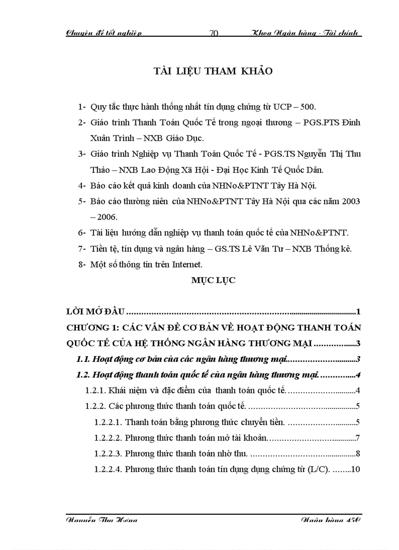 image for page Phát triển hoạt động thanh toán quốc tế tại của Ngân hàng nông nghiệp và phát triển nông thôn Việt Nam chi nhánh Tây Hà Nội