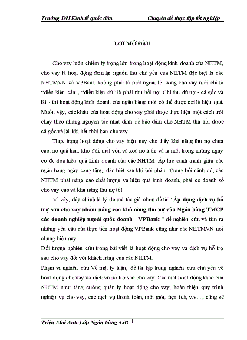image for page Áp dụng dịch vụ hỗ trợ sau cho vay nhằm nâng cao khả năng thu nợ của Ngân hàng thương mại cổ phần các doanh nghiệp ngoài quốc doanh VPBank