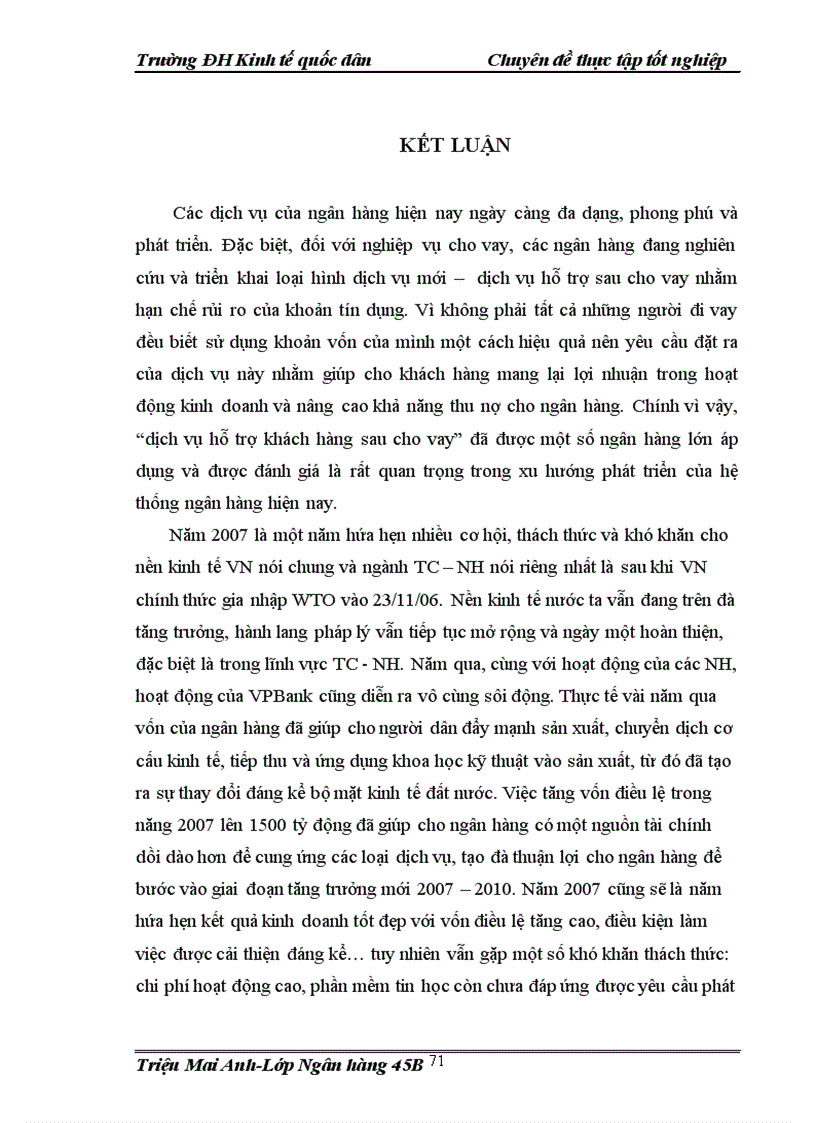 image for page Áp dụng dịch vụ hỗ trợ sau cho vay nhằm nâng cao khả năng thu nợ của Ngân hàng thương mại cổ phần các doanh nghiệp ngoài quốc doanh VPBank