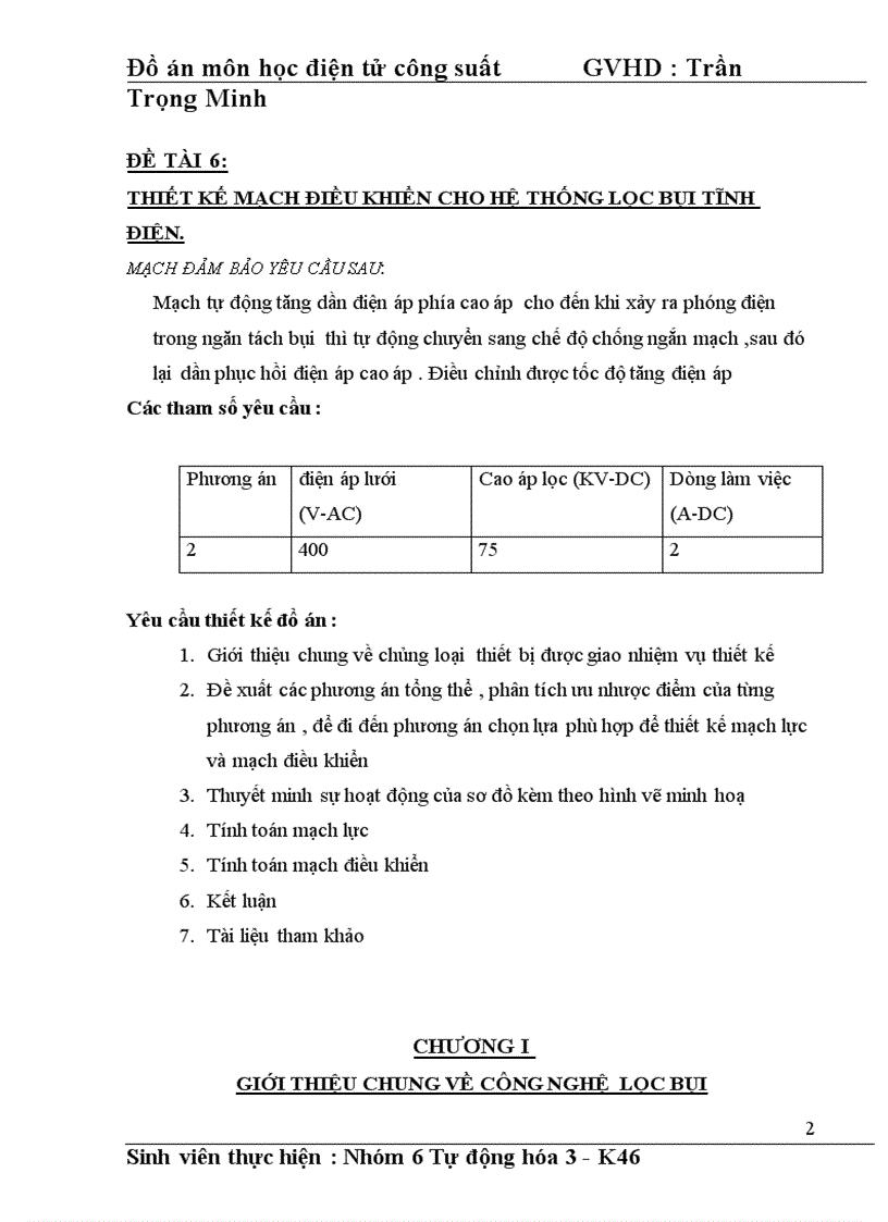 image for page Thiết kế mạch điều khiển cho hệ thống lọc bụi tĩnh điện