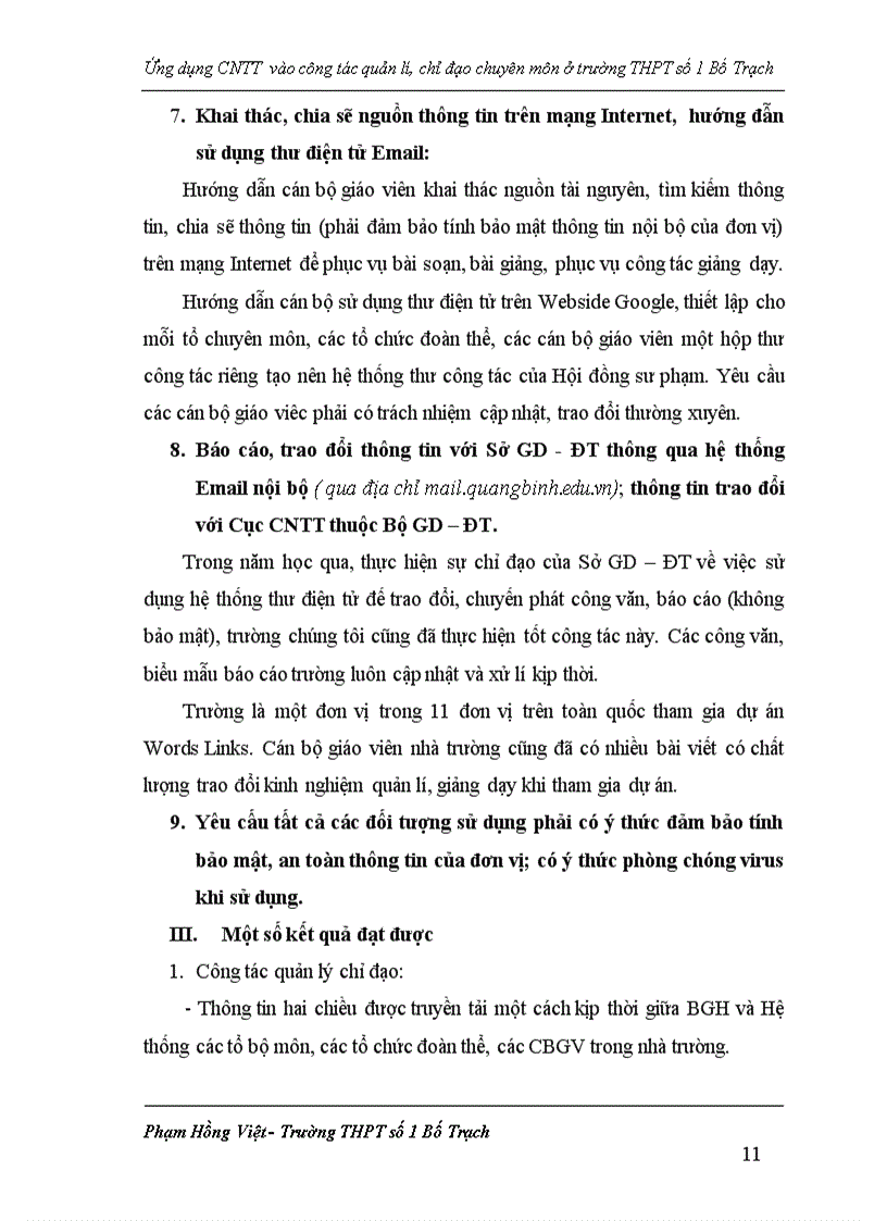 image for page Ứng dụng CNTT vào công tác quản lí chỉ đạo chuyên môn ở trường THPT số 1 Bố Trạch