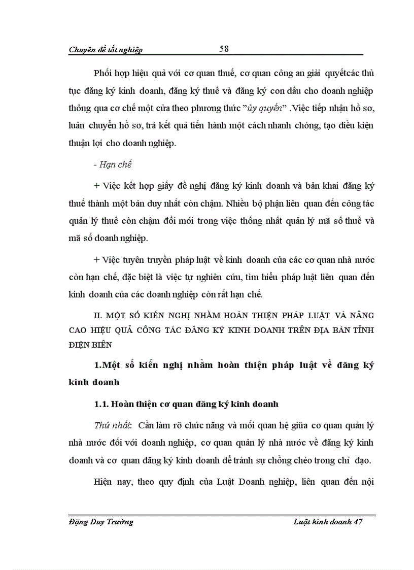 image for page Chế độ pháp lý về đăng ký kinh doanh đối với các loại hình doanh nghiệp theo quy định của Luật doanh nghiệp 2005 Thực tiễn áp dụng trên địa bàn tỉnh Điện Biên