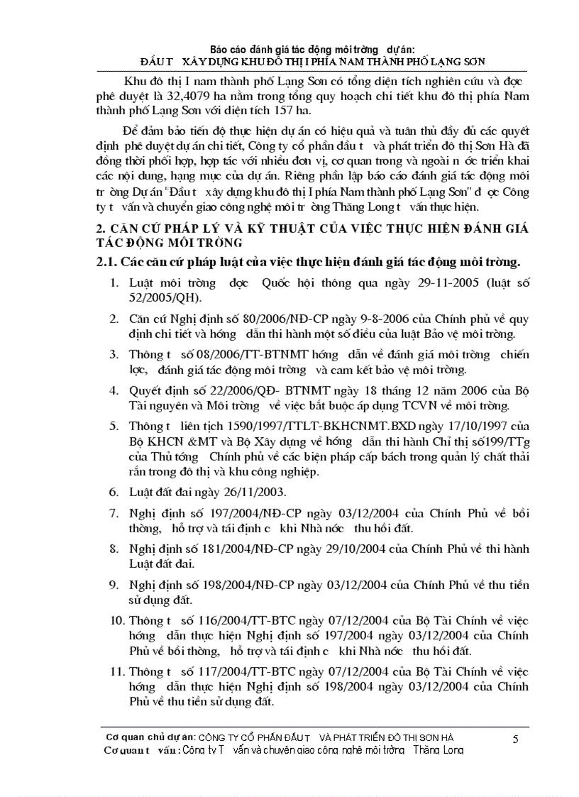image for page Đánh giá tác động môi trường dự án đầu tư xây dựng khu đô thị i phía nam thành phố lạng sơn