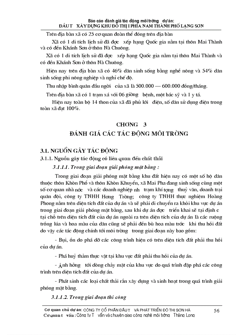image for page Đánh giá tác động môi trường dự án đầu tư xây dựng khu đô thị i phía nam thành phố lạng sơn