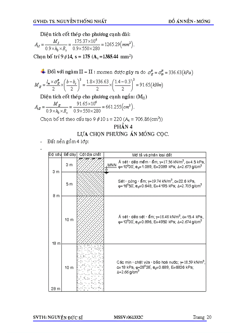 image for page Đồ án nền móng bản vẽ thuyết minh bản tra excel