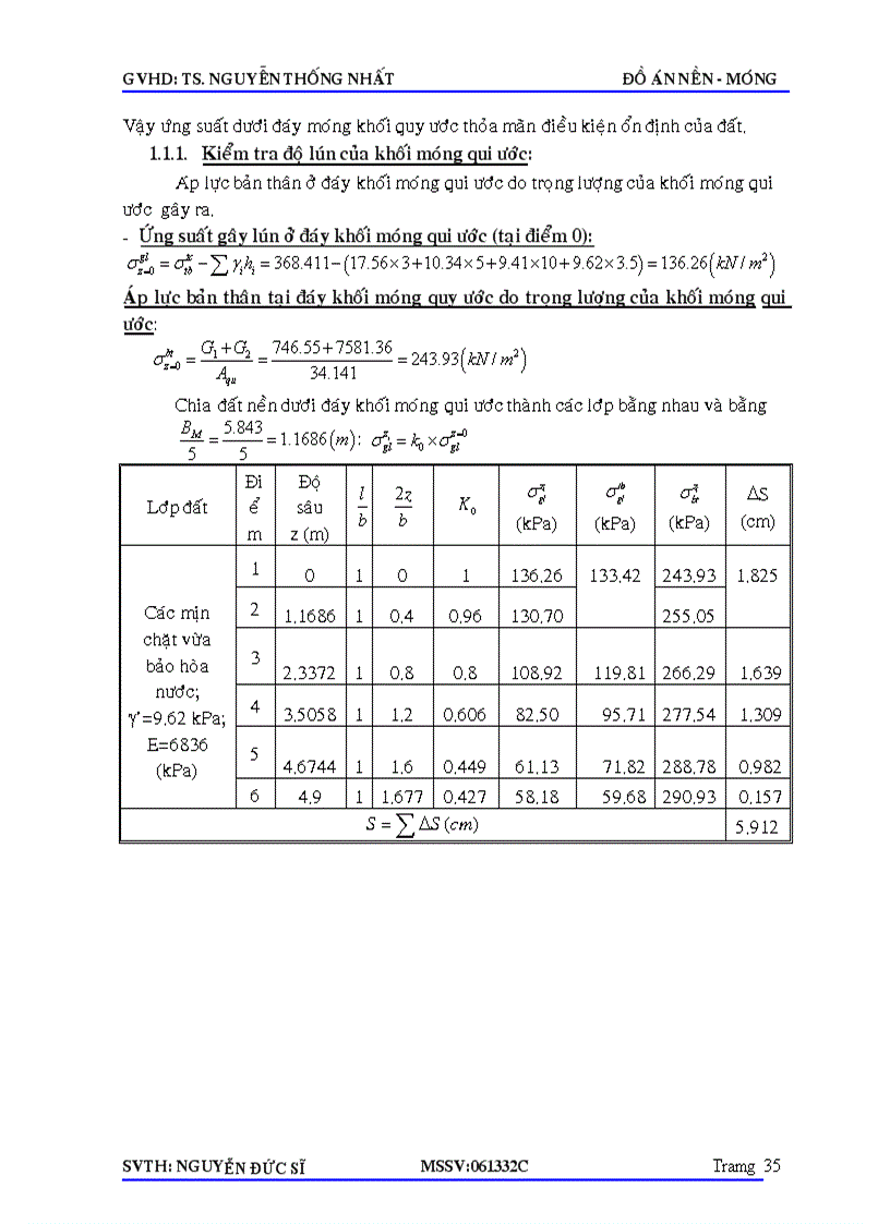 image for page Đồ án nền móng bản vẽ thuyết minh bản tra excel