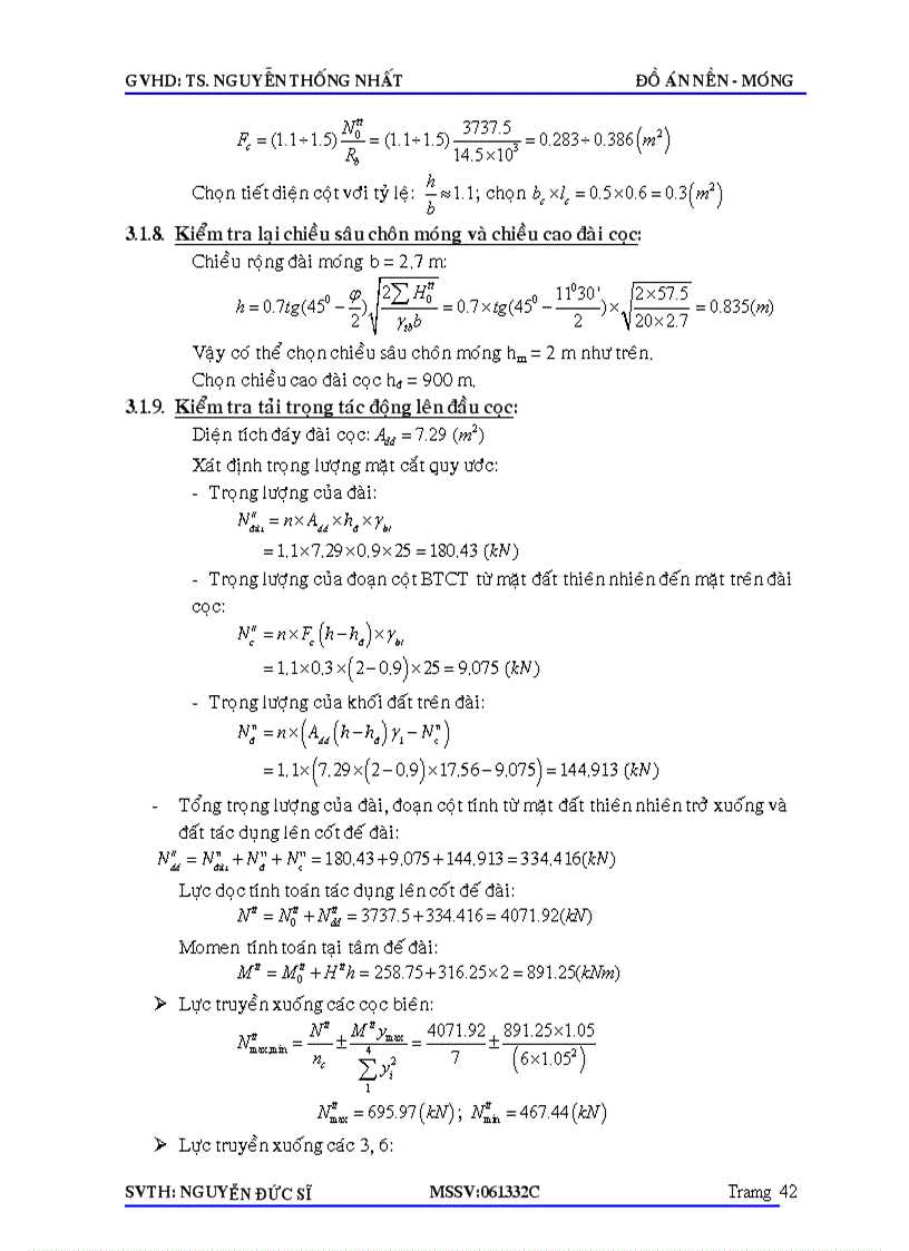 image for page Đồ án nền móng bản vẽ thuyết minh bản tra excel