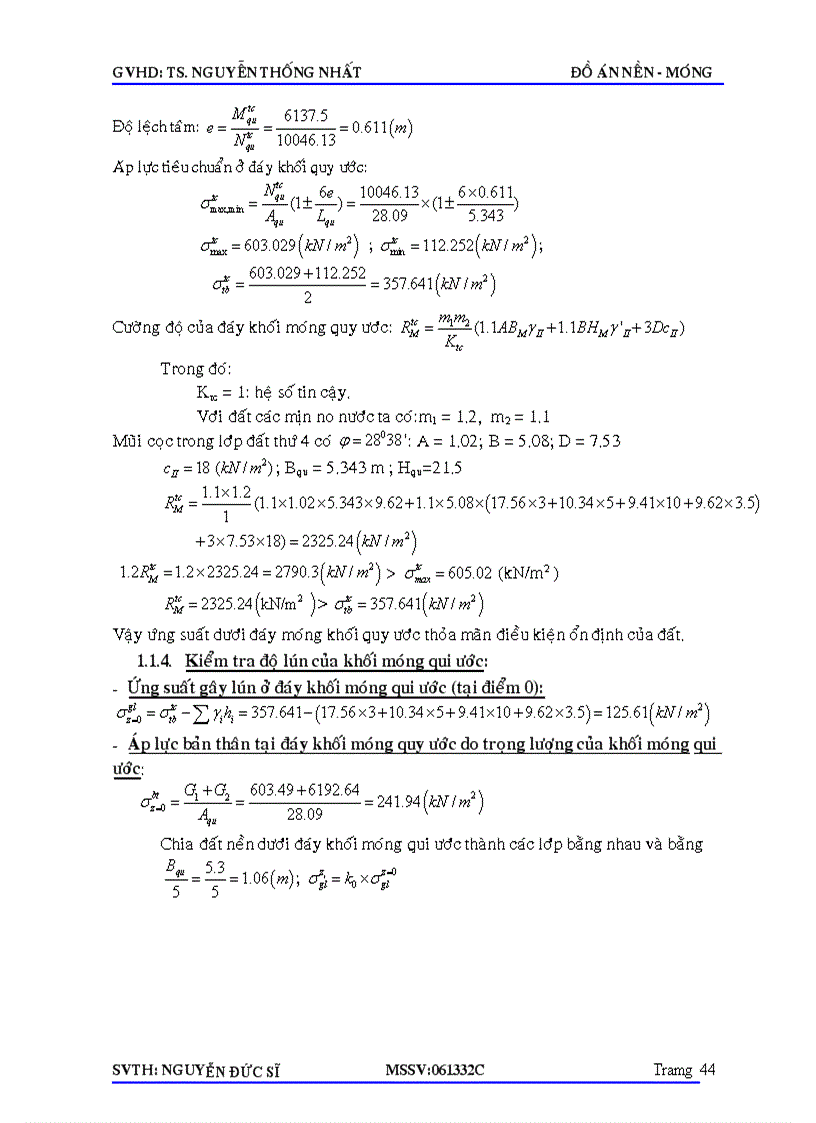 image for page Đồ án nền móng bản vẽ thuyết minh bản tra excel