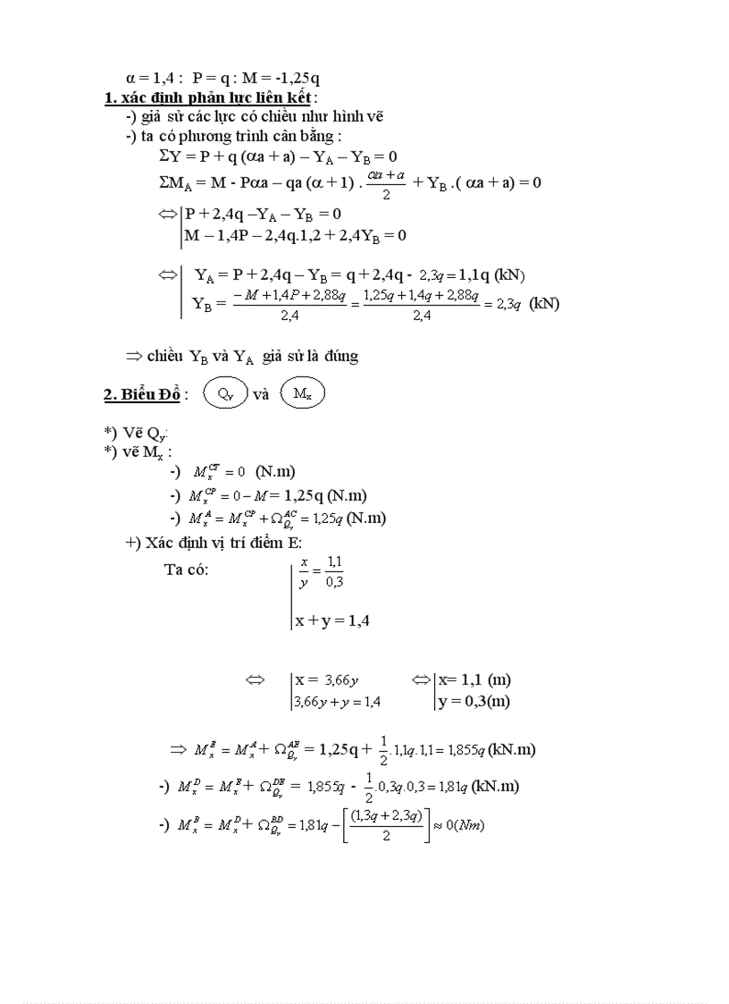 image for page Bài tập sức bền vật liệu co biểu đồ mômen và nội lực