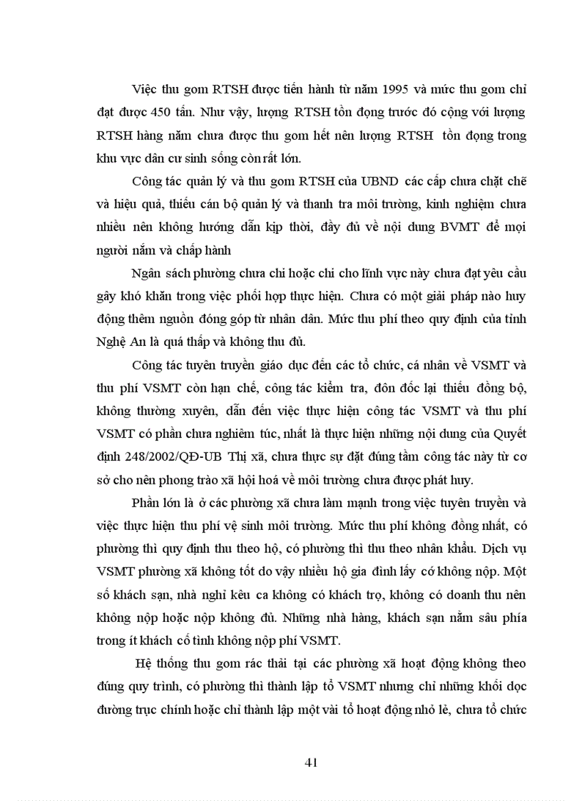 image for page Điều tra đánh giá và đề xuất một số giải pháp quản lý và xử lý rác thải sinh hoạt tại Thị xã Cửa Lò tỉnh Nghệ An