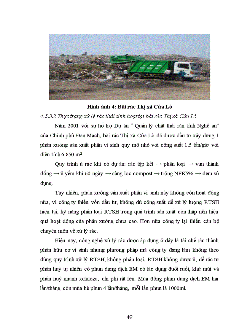 image for page Điều tra đánh giá và đề xuất một số giải pháp quản lý và xử lý rác thải sinh hoạt tại Thị xã Cửa Lò tỉnh Nghệ An