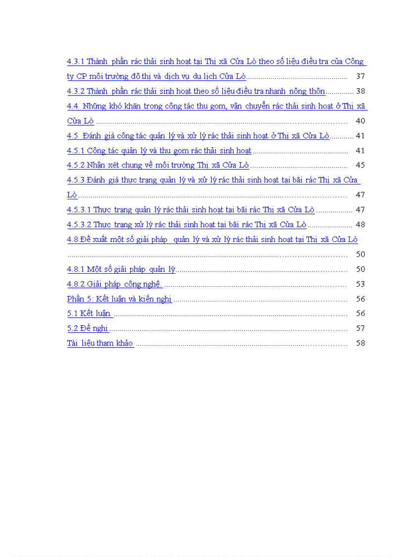 image for page Điều tra đánh giá và đề xuất một số giải pháp quản lý và xử lý rác thải sinh hoạt tại Thị xã Cửa Lò tỉnh Nghệ An