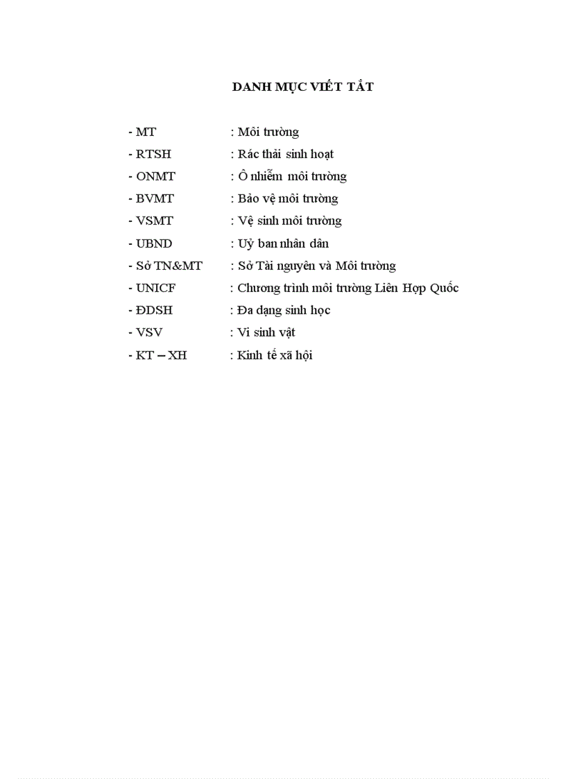 image for page Điều tra đánh giá và đề xuất một số giải pháp quản lý và xử lý rác thải sinh hoạt tại Thị xã Cửa Lò tỉnh Nghệ An