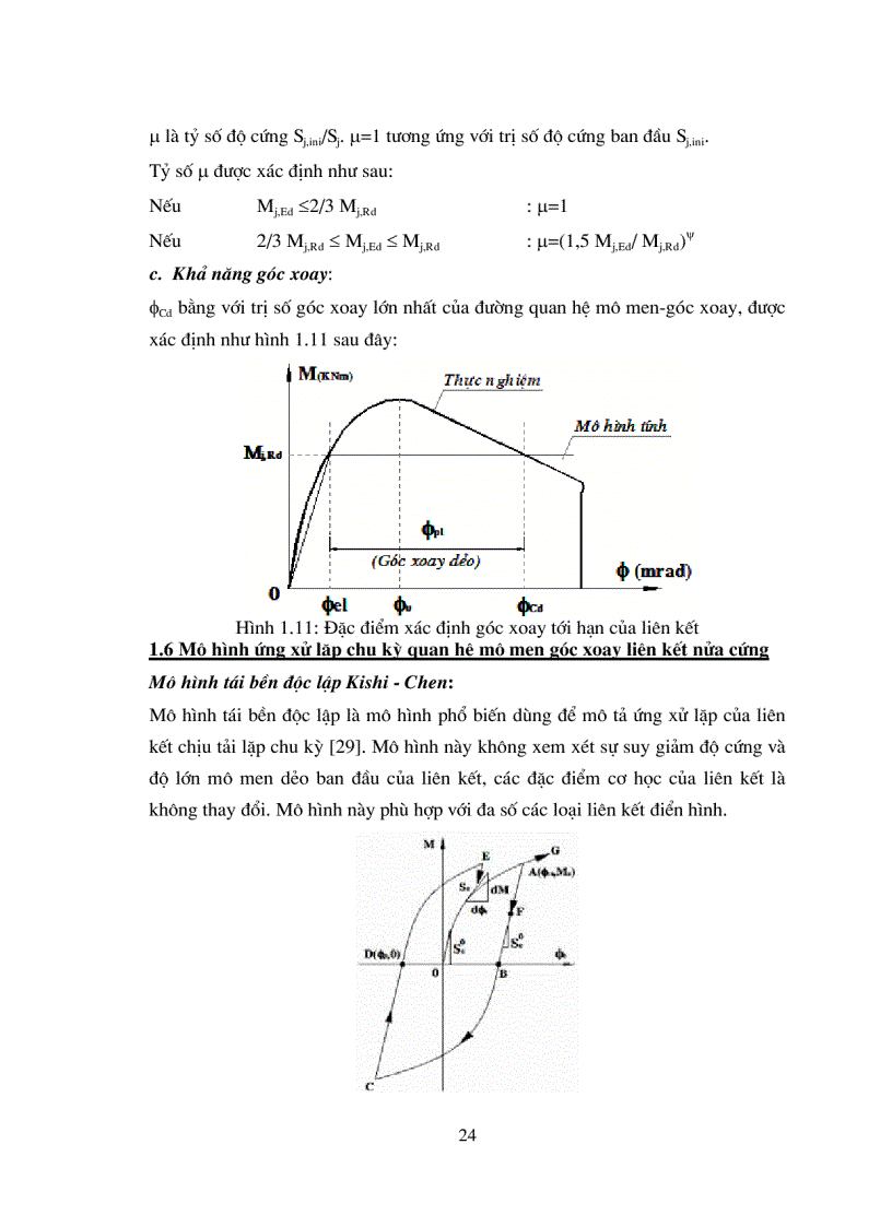 image for page LUẬN ÁN TIẾN SỸ KỸ THUẬT Phân tích khung thép phẳng có xét đến độ mềm của liên kết chịu tải trọng ngang thay đổi lặp có chu kỳ