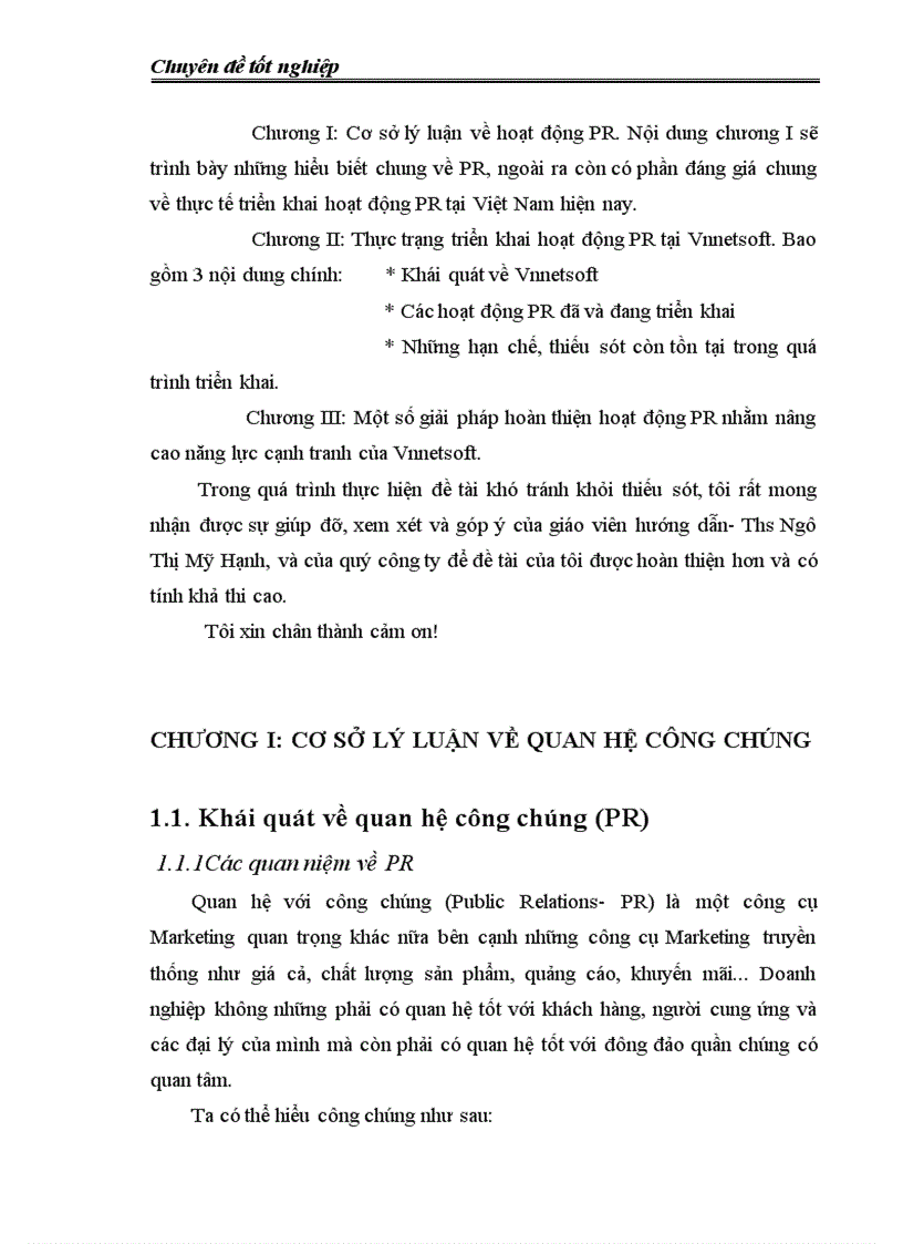 Một số biện pháp hoàn thiện hoạt động PR nhằm nâng cao năng lực cạnh tranh của Công ty đầu tư và phát triển phần mềm mạng Việt Nam Vnnetsoft