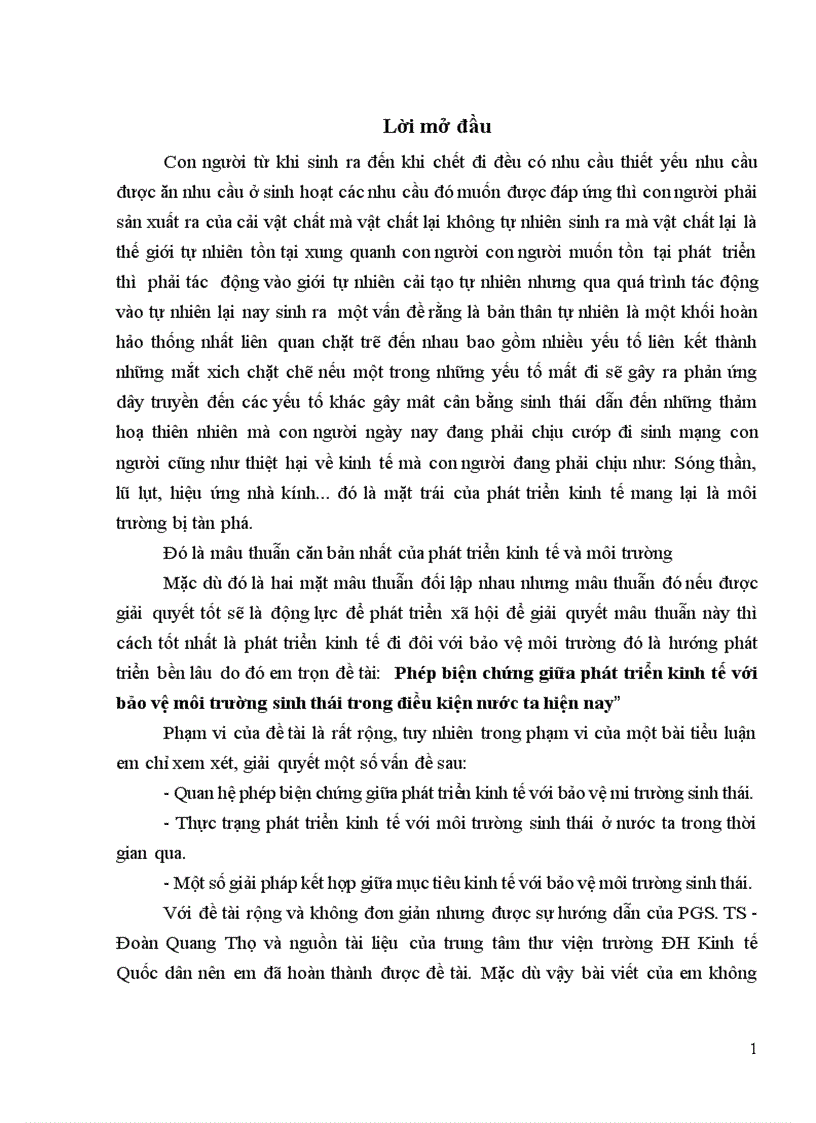 image for page Phép biện chứng giữa phát triển kinh tế với bảo vệ môi trường sinh thái trong điều kiện nước ta hiện nay
