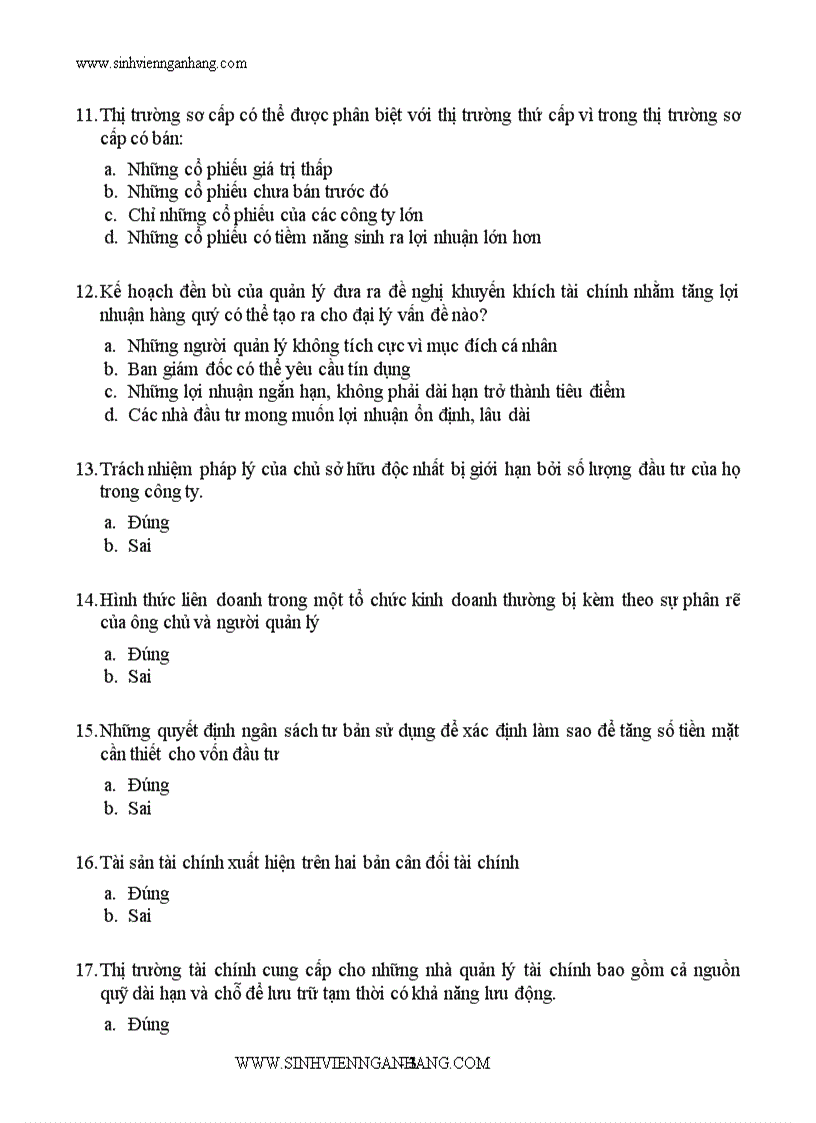 image for page Ngân hàng câu hỏi trắc nghiệm về tài chính