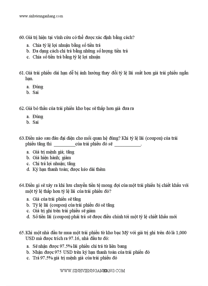 image for page Ngân hàng câu hỏi trắc nghiệm về tài chính