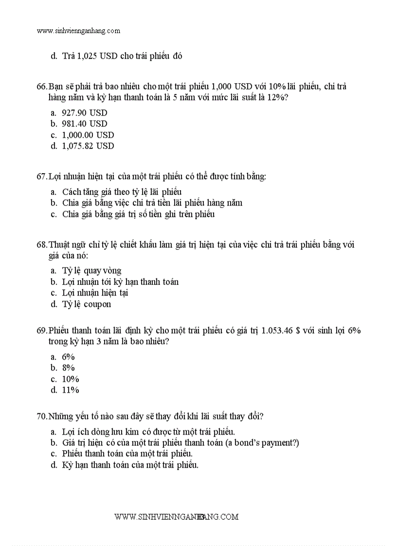 image for page Ngân hàng câu hỏi trắc nghiệm về tài chính