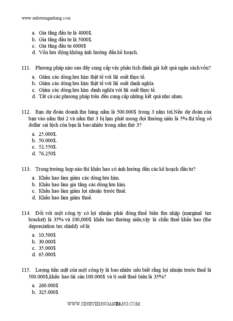 image for page Ngân hàng câu hỏi trắc nghiệm về tài chính