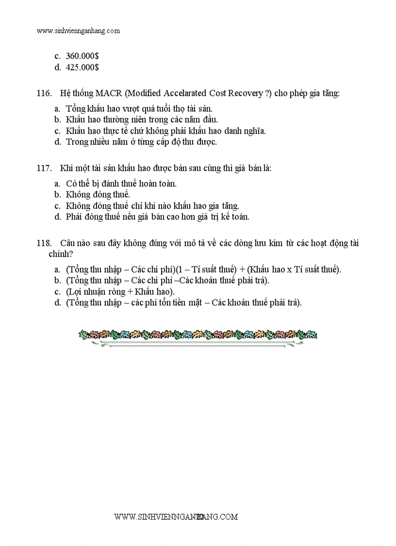 image for page Ngân hàng câu hỏi trắc nghiệm về tài chính