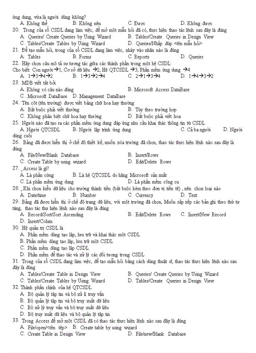 image for page Ngân hàng câu hỏi trắc nghiệm tin học CNTT
