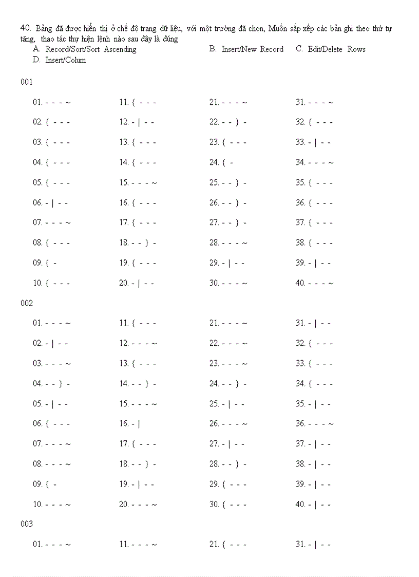 image for page Ngân hàng câu hỏi trắc nghiệm tin học CNTT
