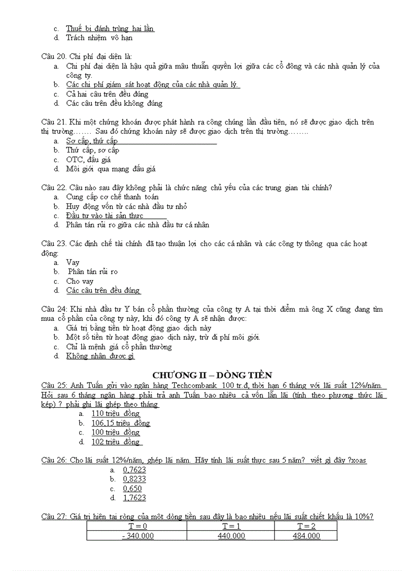 image for page Ngân hàng câu hỏi trắc nghiệm về tài chính doanh nghiệp