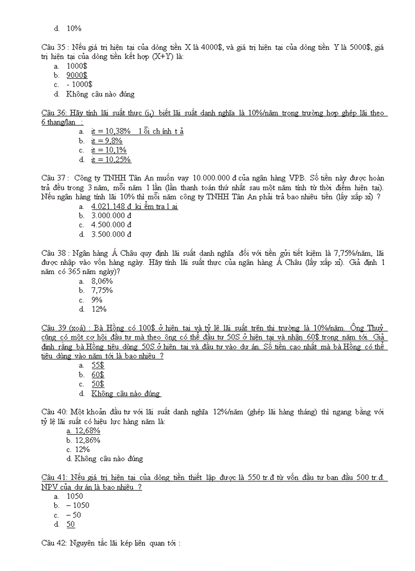 image for page Ngân hàng câu hỏi trắc nghiệm về tài chính doanh nghiệp