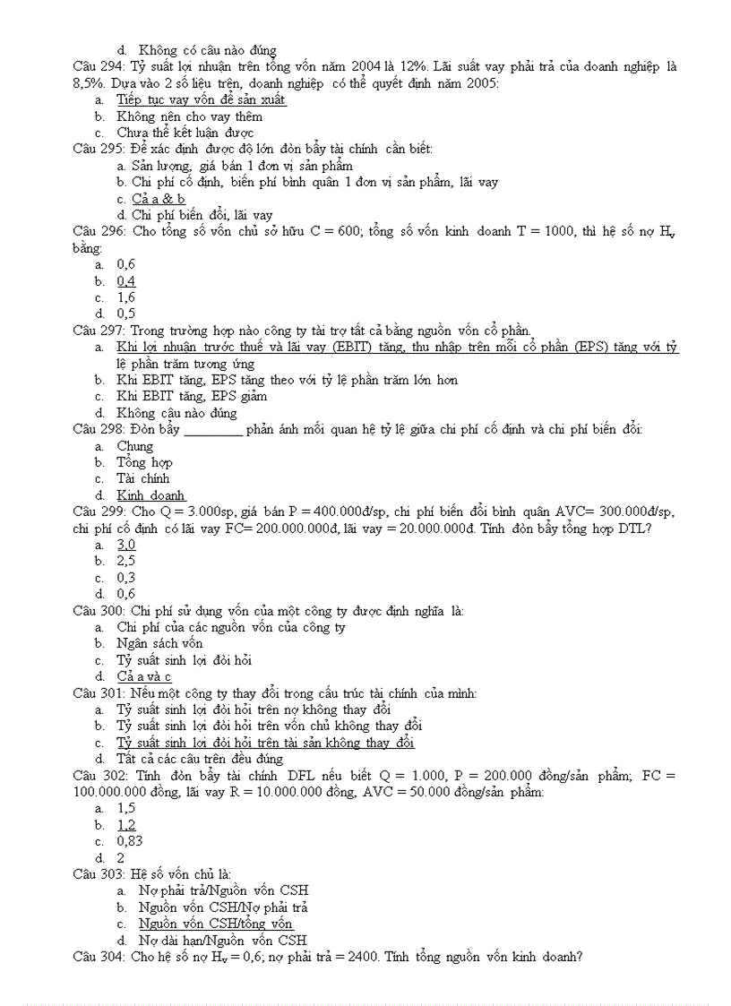 image for page Ngân hàng câu hỏi trắc nghiệm về tài chính doanh nghiệp