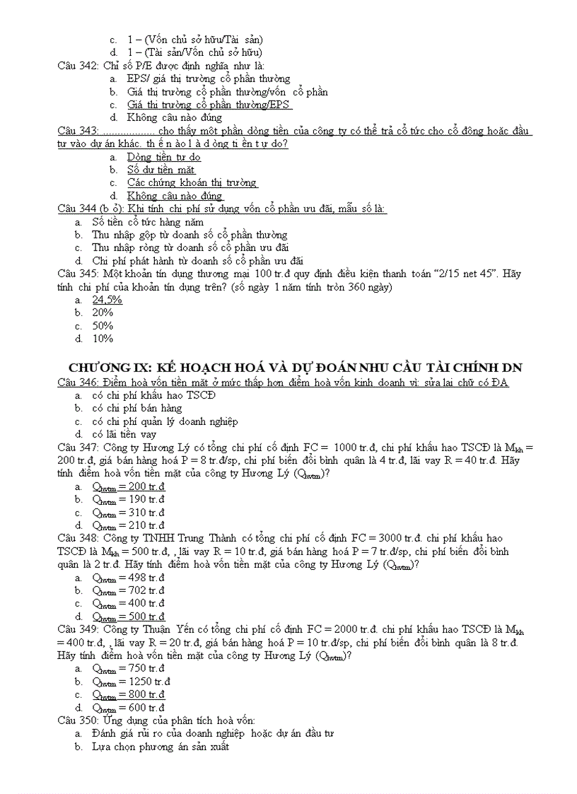 image for page Ngân hàng câu hỏi trắc nghiệm về tài chính doanh nghiệp