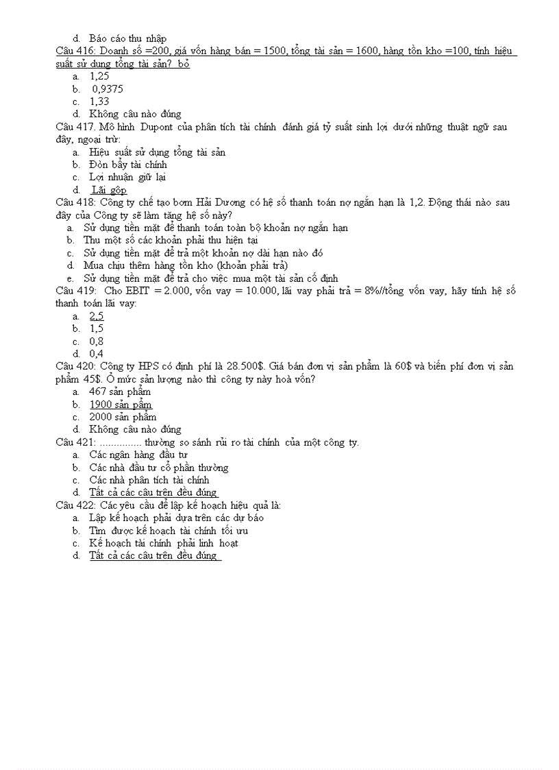 image for page Ngân hàng câu hỏi trắc nghiệm về tài chính doanh nghiệp