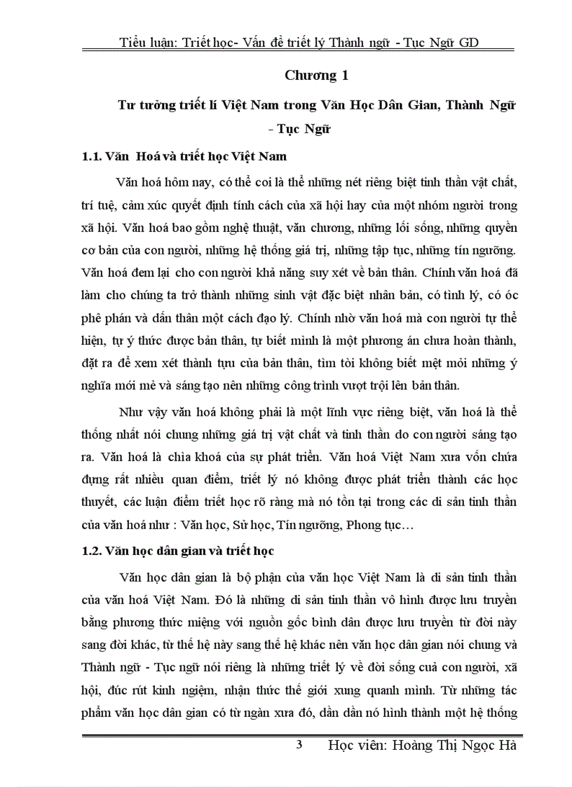 image for page Tiểu luận Triết học Vấn đề triết lí Thành ngữ Tục ngữ trong giáo dục