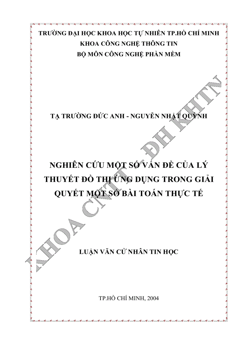 image for page Nghiên cứu một số vấn đề của lý thuyết đồ thị ứng dụng trong giải quyết một số bài toán thực tế