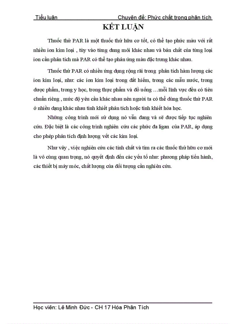 image for page Ứng dụng phân tích của sự tạo phức của thuốc thử PAR với kim loại