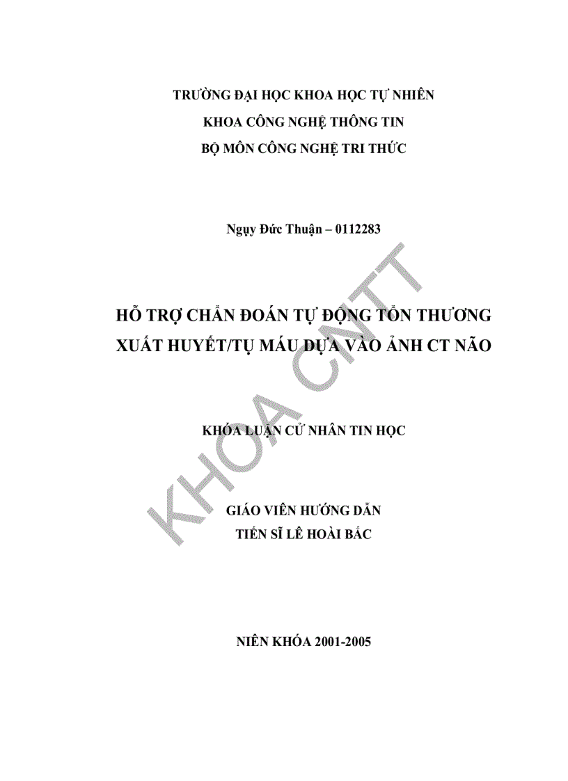 Hỗ trợ chẩn đoán tự động tổn thương xuất huyết tụ máu dựa vào ảnh ct não