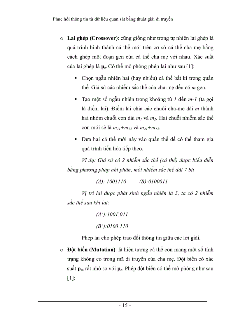 image for page Phục hồi thông tin từ dữ liệu quan sát bằng thuật giải di truyền