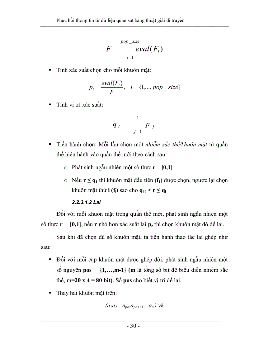 image for page Phục hồi thông tin từ dữ liệu quan sát bằng thuật giải di truyền