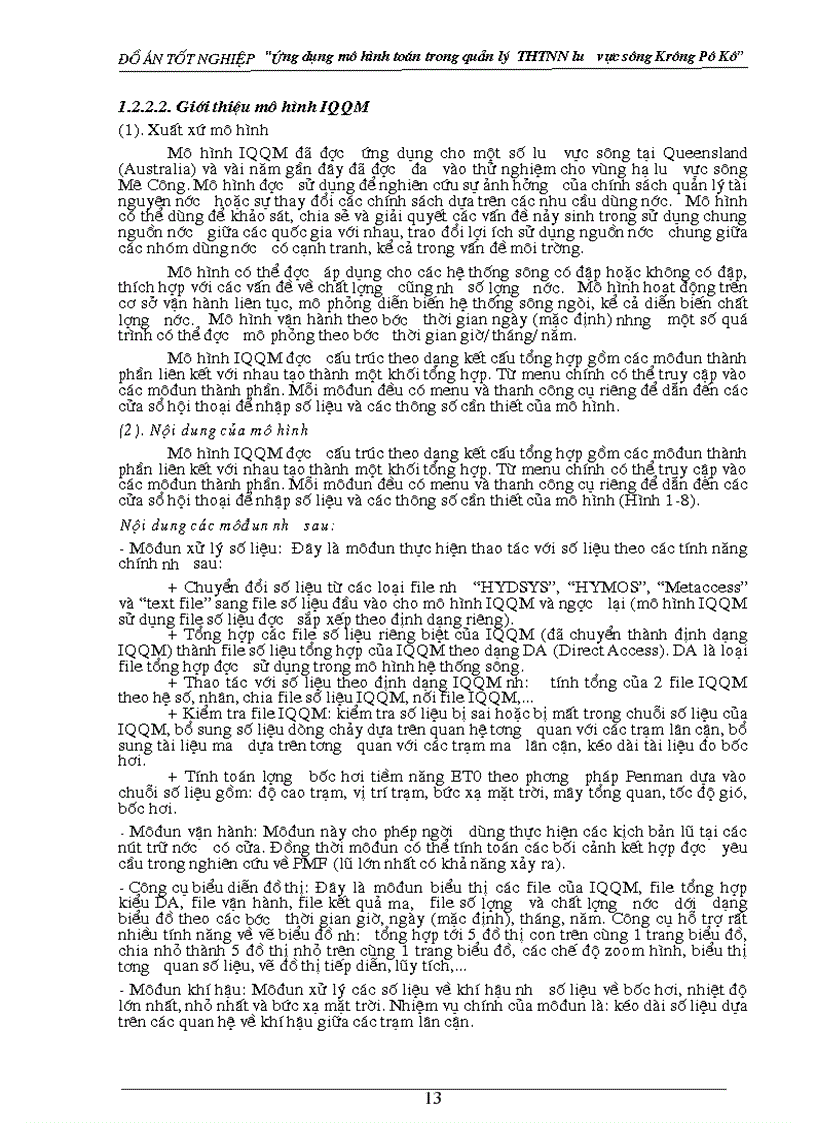 image for page Nghiên cứu ứng dụng mô hình toán trong quản lý tổng hợp tài nguyên nước lưu vực sông Krông Pô Kô