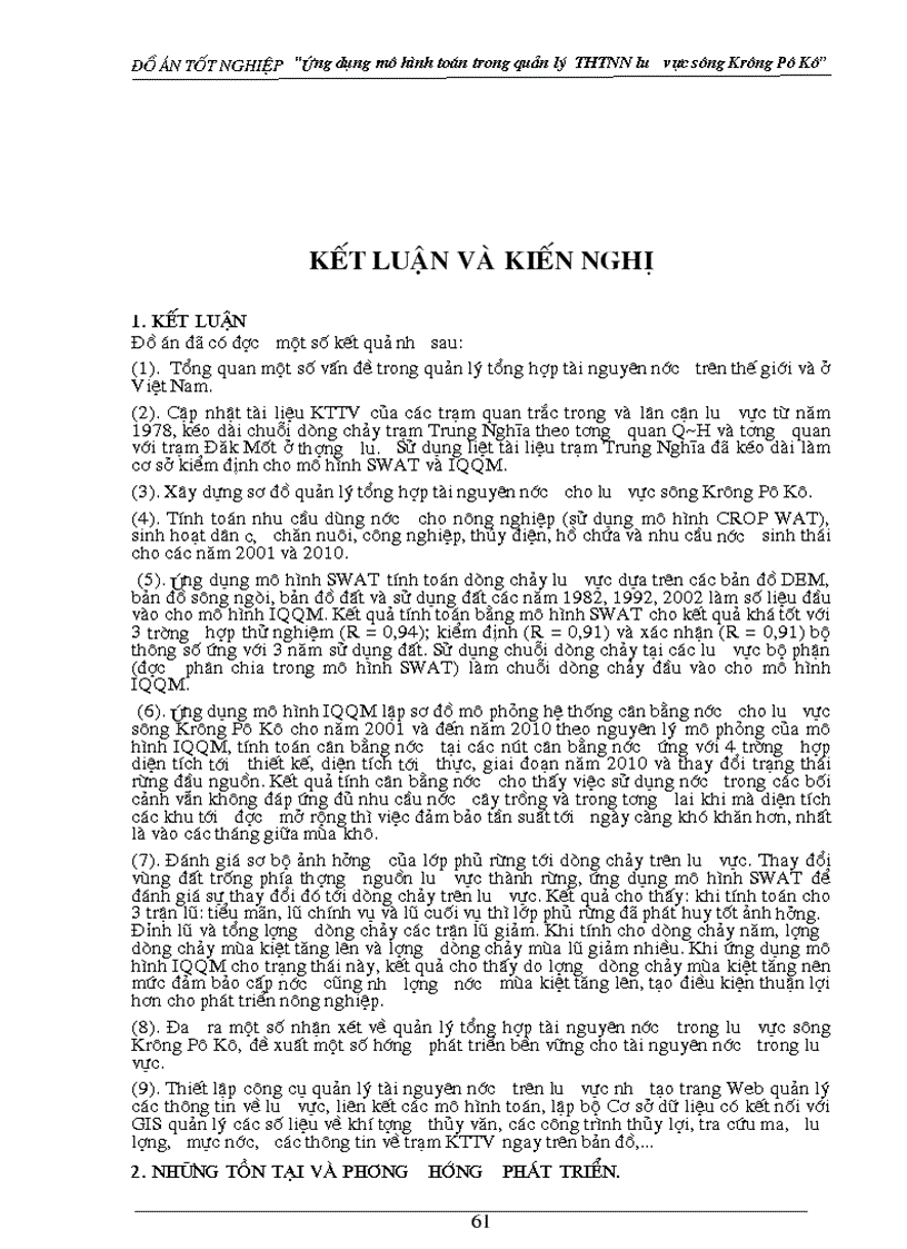 image for page Nghiên cứu ứng dụng mô hình toán trong quản lý tổng hợp tài nguyên nước lưu vực sông Krông Pô Kô