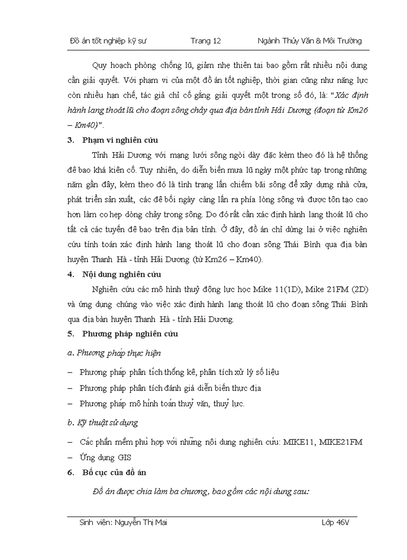 image for page Xác định hành lang thoát lũ cho đoạn sông Thái Bình chảy qua địa phận tỉnh Hải Dương từ Km26 đến Km40