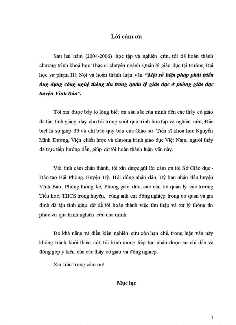 Một số biện pháp phát triển ứng dụng công nghệ thông tin trong quản lý giáo dục ở phòng giáo dục huyện Vĩnh Bảo