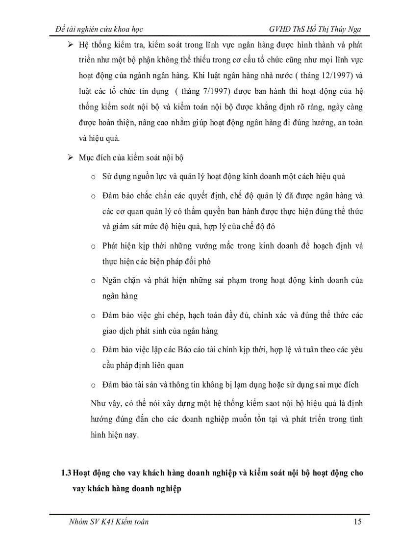 image for page Tìm hiểu hệ thống kiểm soát nội bộ nghiệp vụ cho vay khách hàng doanh nghiệp tại Ngân hàng Techcombank chi nhánh Huế