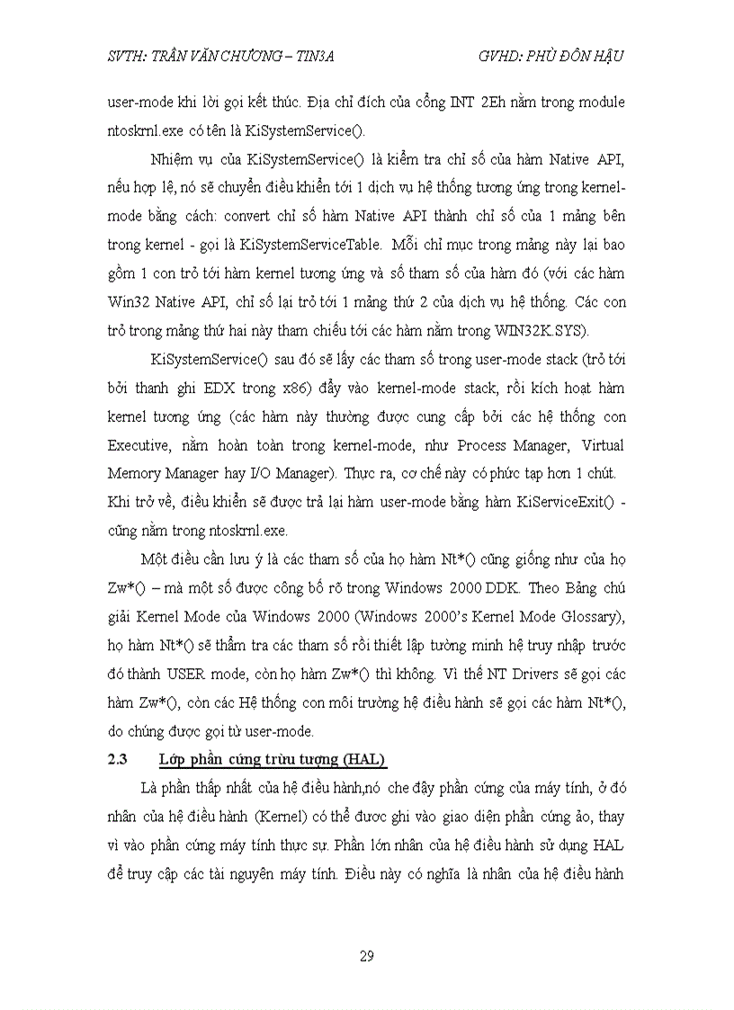 image for page Bài tập lớn nguyên lý hệ điều hành Phân tích tất cả các đặc điểm về cấu trúc và chức năng của kernel mode trong windows 2000