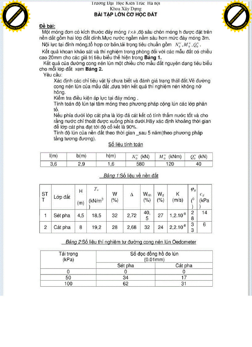 image for page Bài tập lớn Cơ học đất