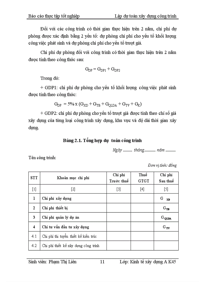 image for page Thực tập tốt nghiệp Lập dự toán xây dựng công trình